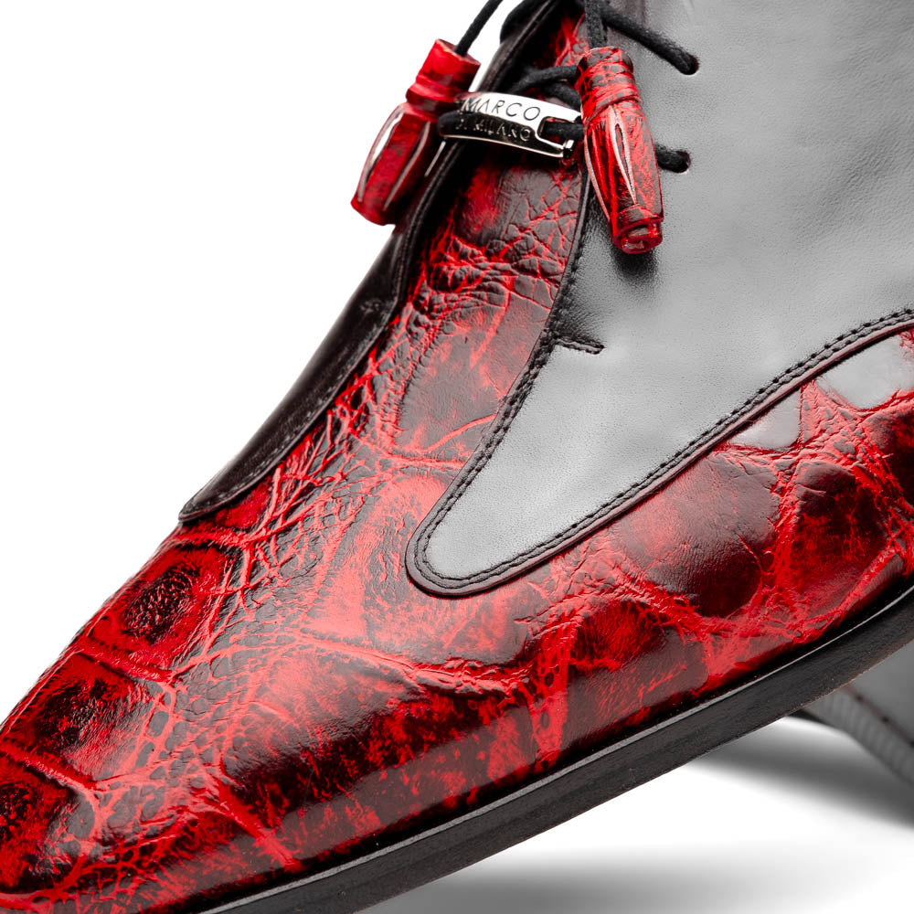 Marco Di Milano Anzio Alligator & Calfskin Derby Black Cherry