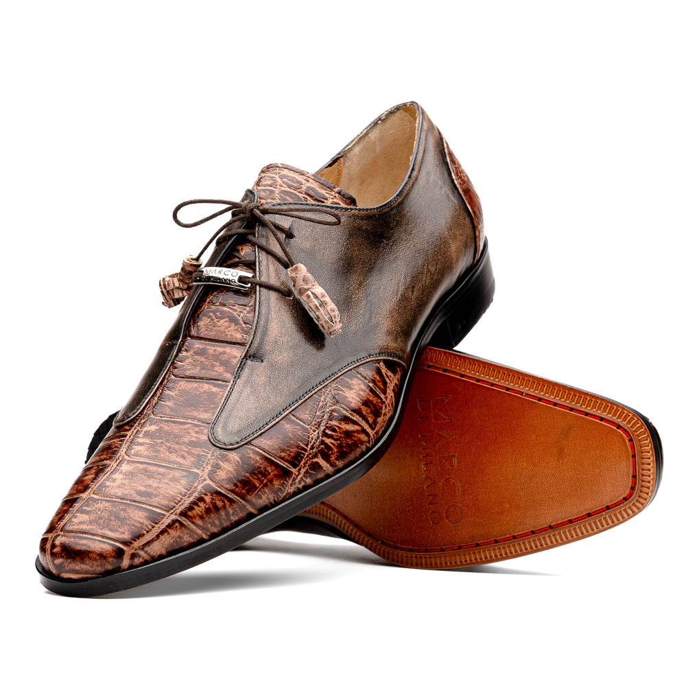 Marco Di Milano Anzio Alligator & Calfskin Derby Orix Brown