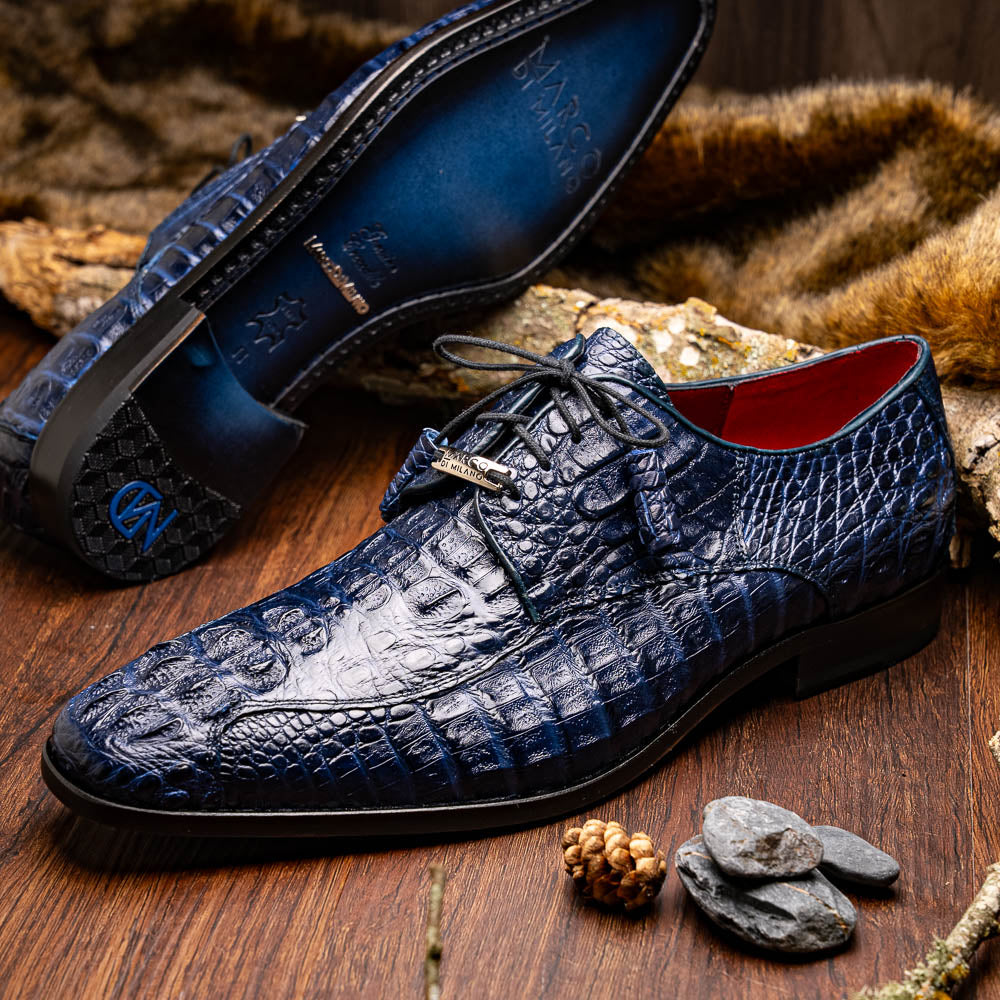 Marco Di Milano Apricena Caiman Crocodile Derby Navy