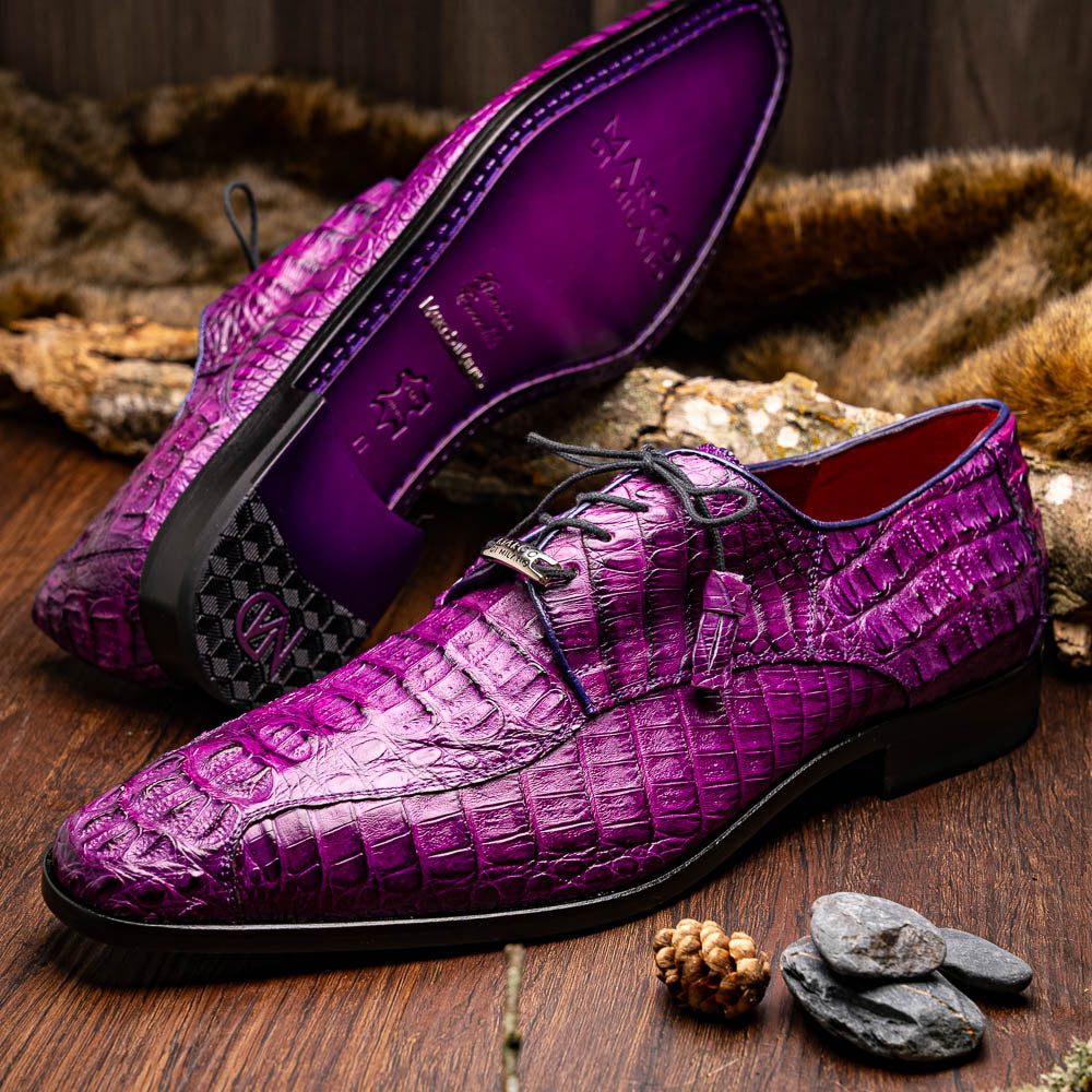 Marco Di Milano Apricena Caiman Crocodile Derby Purple