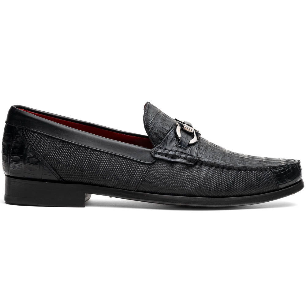 Marco Di Milano Adro Caiman Crocodile / Lizard Bit Loafers Black