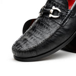 Marco Di Milano Adro Caiman Crocodile / Lizard Bit Loafers Black