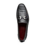 Marco Di Milano Adro Caiman Crocodile / Lizard Bit Loafers Black