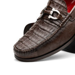 Marco Di Milano Adro Caiman Crocodile / Lizard Bit Loafers Brown