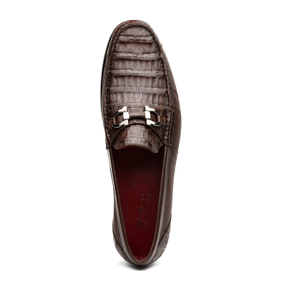 Marco Di Milano Adro Caiman Crocodile / Lizard Bit Loafers Brown