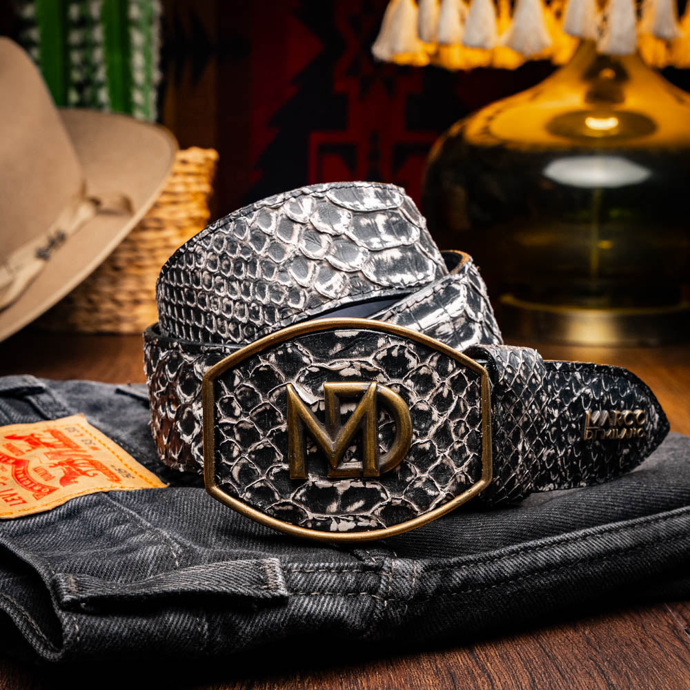 Marco Di Milano Arkansas Python Belt Black Newspaper