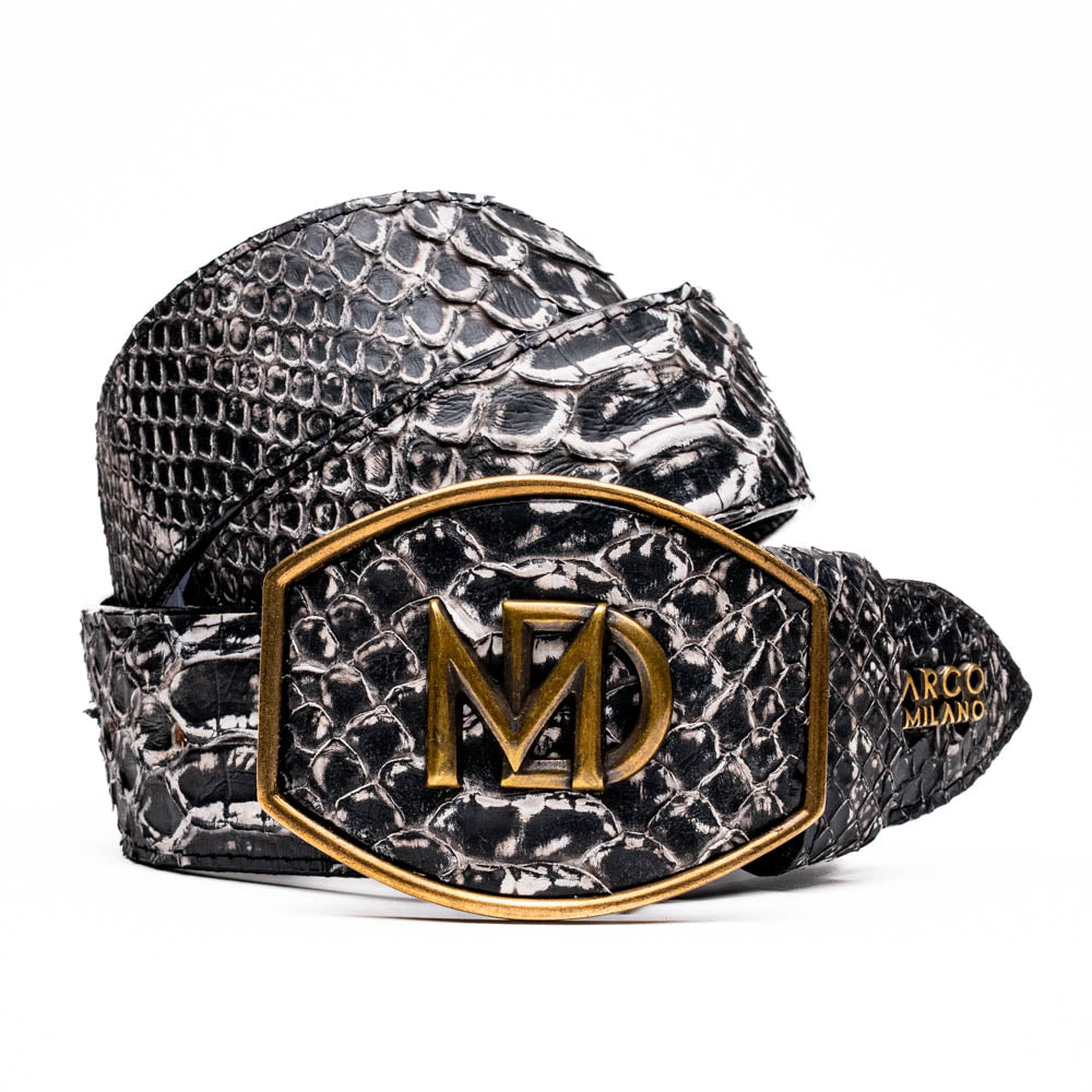 Marco Di Milano Arkansas Python Belt Black Newspaper