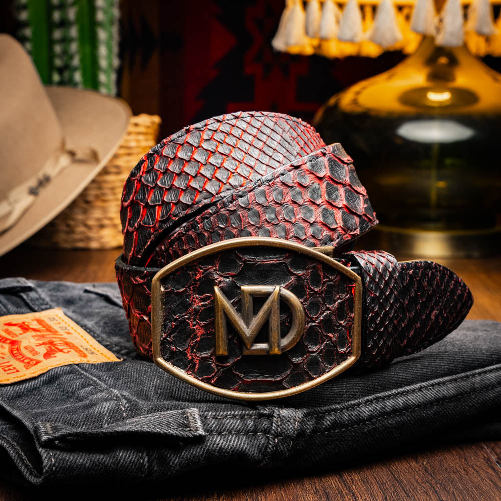 Marco Di Milano Arkansas Python Belt Black Cherry