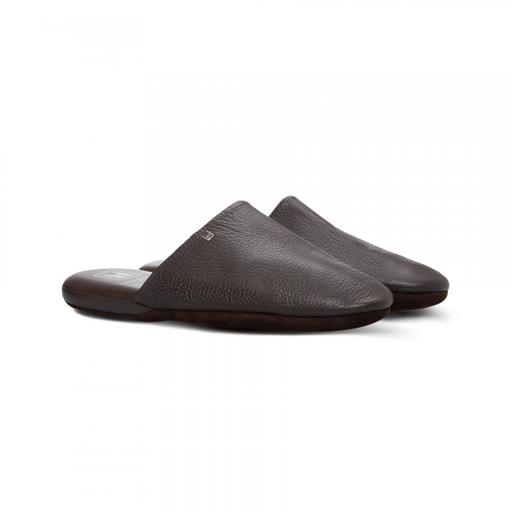 Moreschi Deerskin Slippers Dark Brown