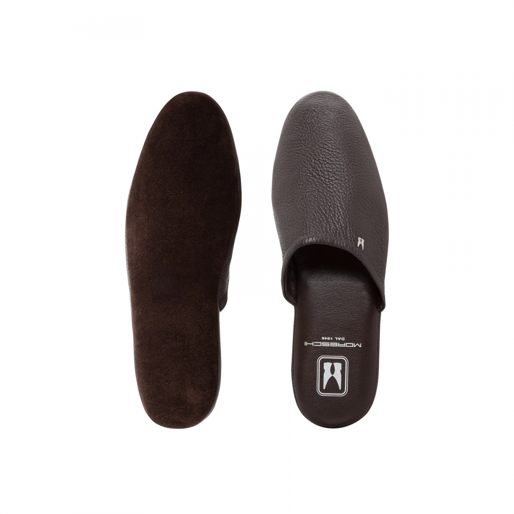 Moreschi Deerskin Slippers Dark Brown