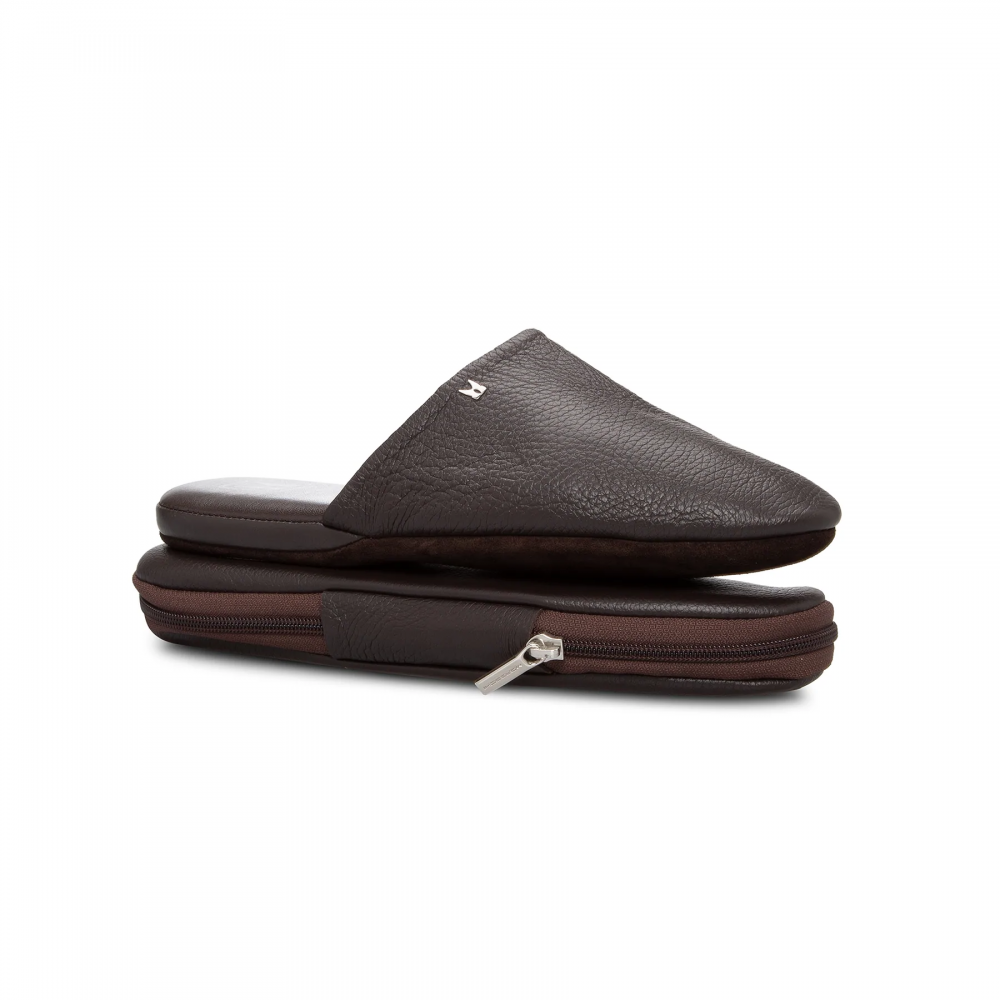 Moreschi Deerskin Slippers Dark Brown