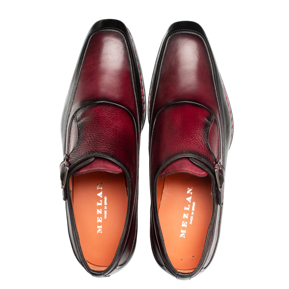 Mezlan Artesano Two-Toned Monk Strap Black & Burgundy (21261