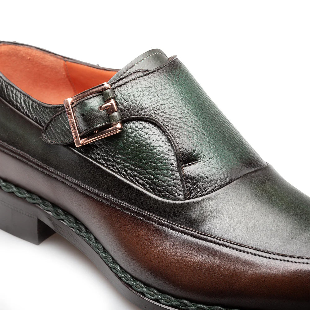 Mezlan Artesano Two-Toned Monk Strap Chocolate & Forest (21261)