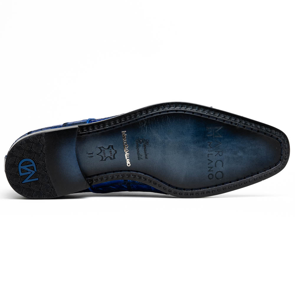 Marco Di Milano Asti Caiman Crocodile Patchwork Derby Electric Blue