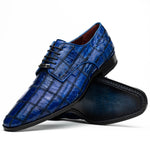 Marco Di Milano Asti Caiman Crocodile Patchwork Derby Electric Blue