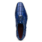 Marco Di Milano Asti Caiman Crocodile Patchwork Derby Electric Blue