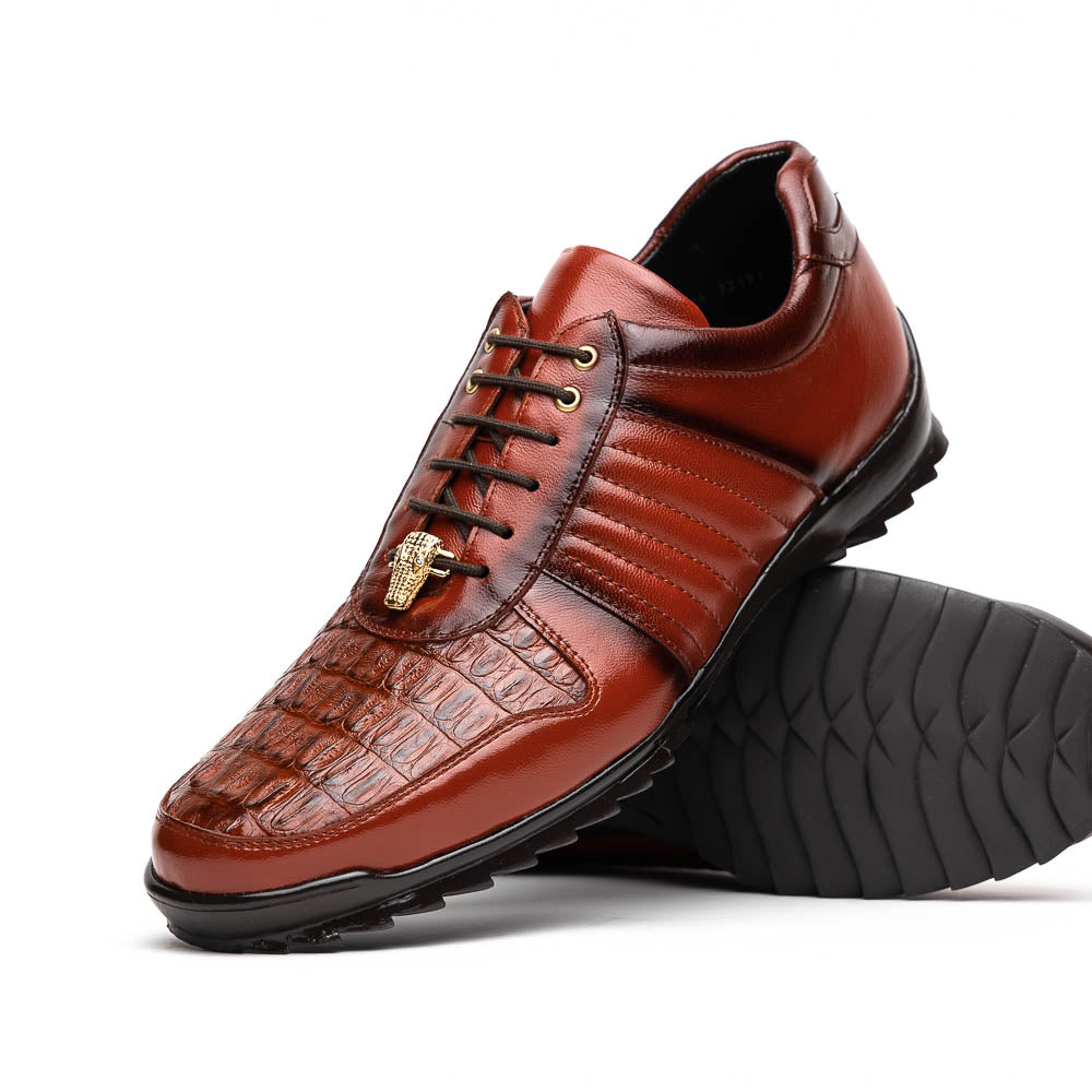 Belvedere Astor Genuine Hornback Caiman Crocodile / Calfskin Sneakers Ant Sport (33599)