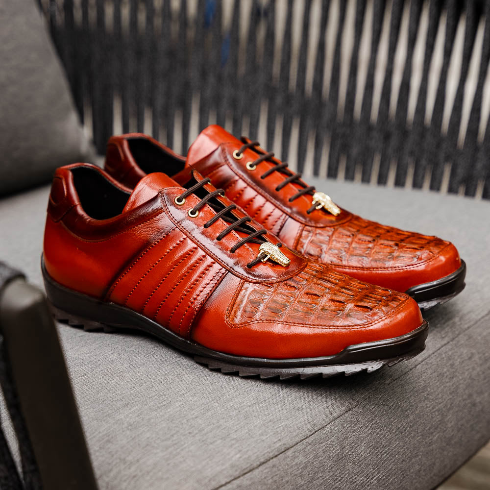Belvedere Astor Genuine Hornback Caiman Crocodile / Calfskin Sneakers Ant Sport (33599)