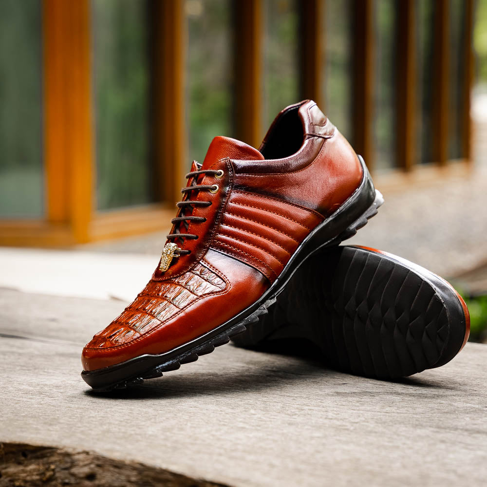 Belvedere Astor Genuine Hornback Caiman Crocodile / Calfskin Sneakers Ant Sport (33599)