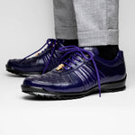 Belvedere Astor Genuine Hornback Caiman Crocodile Crocodile / Calfskin Sneakers Purple (33599)