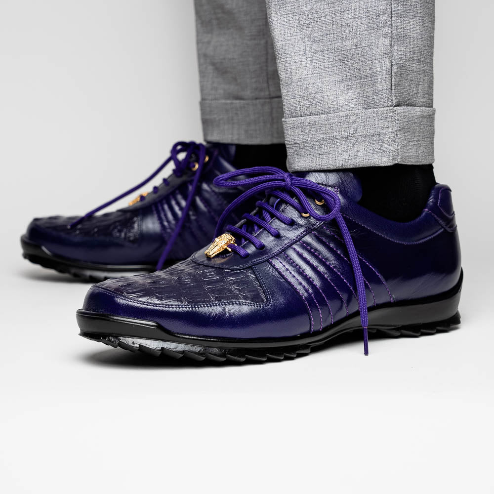 Belvedere Astor Genuine Hornback Caiman Crocodile Crocodile / Calfskin Sneakers Purple (33599)