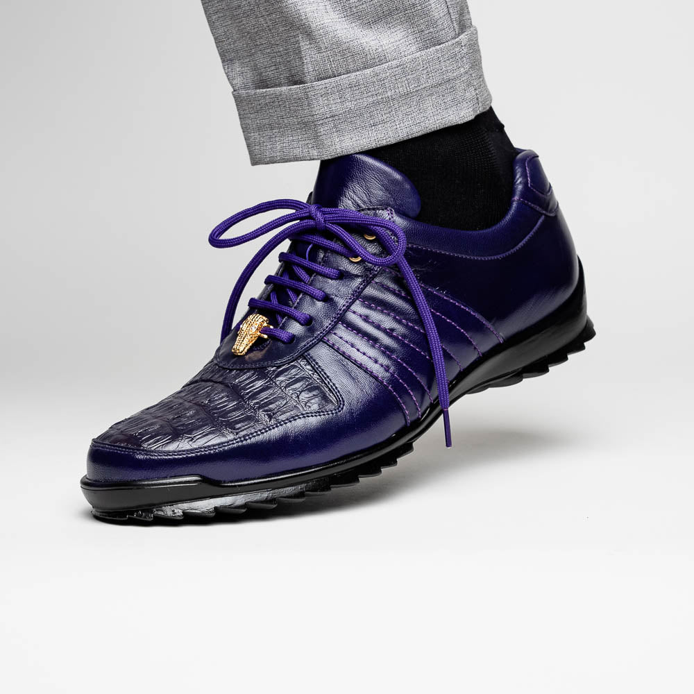 Belvedere Astor Genuine Hornback Caiman Crocodile Crocodile / Calfskin Sneakers Purple (33599)