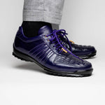 Belvedere Astor Genuine Hornback Caiman Crocodile Crocodile / Calfskin Sneakers Purple (33599)