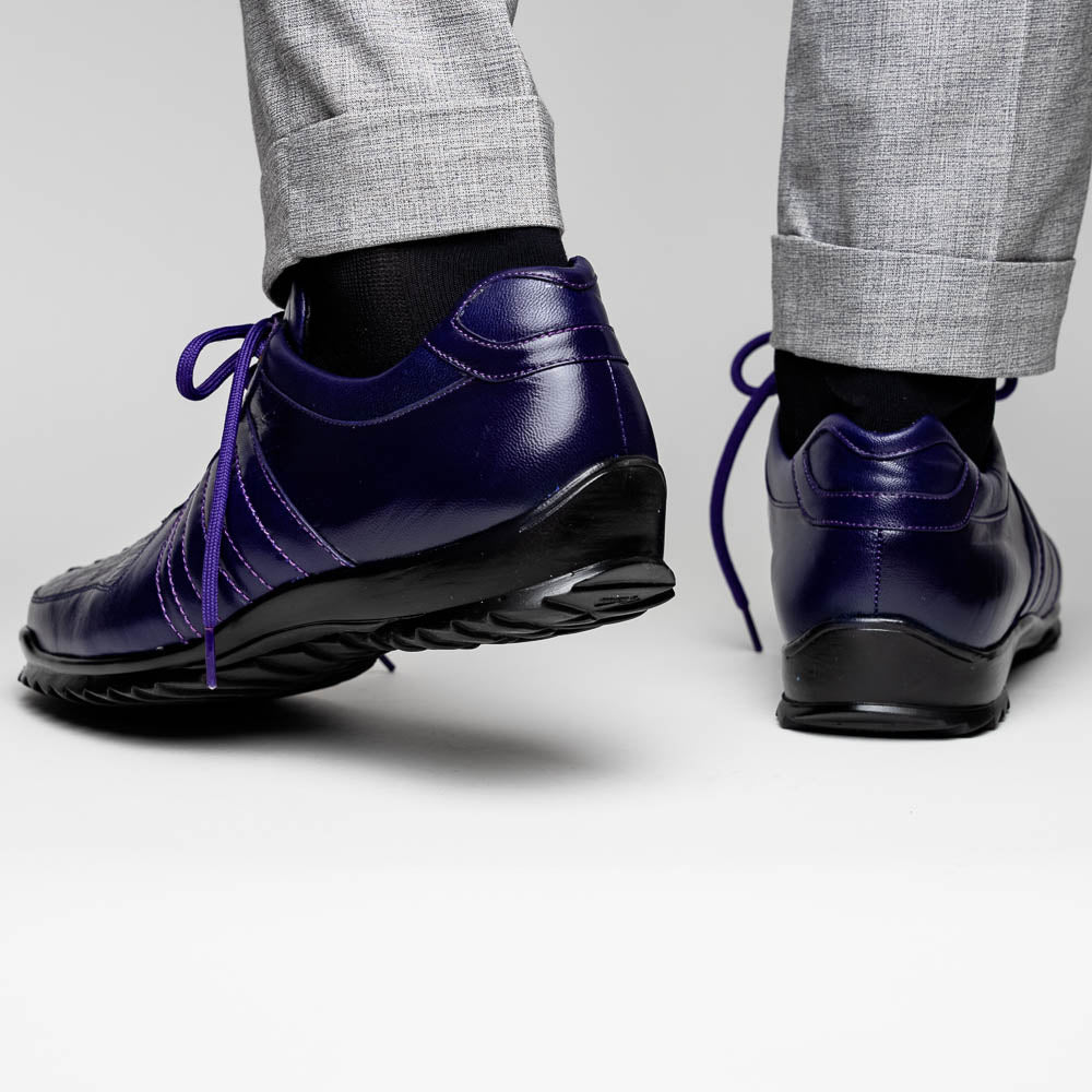 Belvedere Astor Genuine Hornback Caiman Crocodile Crocodile / Calfskin Sneakers Purple (33599)