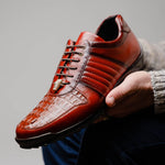 Belvedere Astor Genuine Hornback Caiman Crocodile / Calfskin Sneakers Ant Sport (33599)