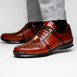 Belvedere Astor Genuine Hornback Caiman Crocodile / Calfskin Sneakers Ant Sport (33599)