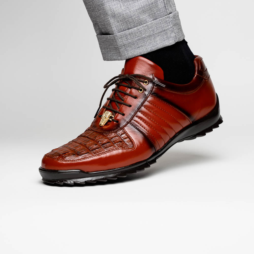 Belvedere Astor Genuine Hornback Caiman Crocodile / Calfskin Sneakers Ant Sport (33599)