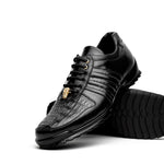 Belvedere Astor Genuine Hornback Caiman Crocodile / Calfskin Sneakers Black (33599)