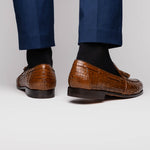 Marco Di Milano Bianchi Caiman Crocodile Tassel Loafers Cognac