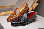 Marco Di Milano Bianchi Caiman Crocodile Tassel Loafers Cognac
