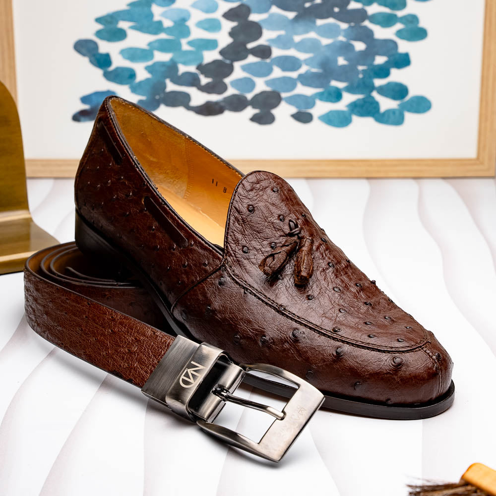 Marco Di Milano Aubiere Ostrich Quill Tassel Loafers Brown