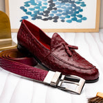 Marco Di Milano Aubiere Ostrich Quill Tassel Loafers Wine