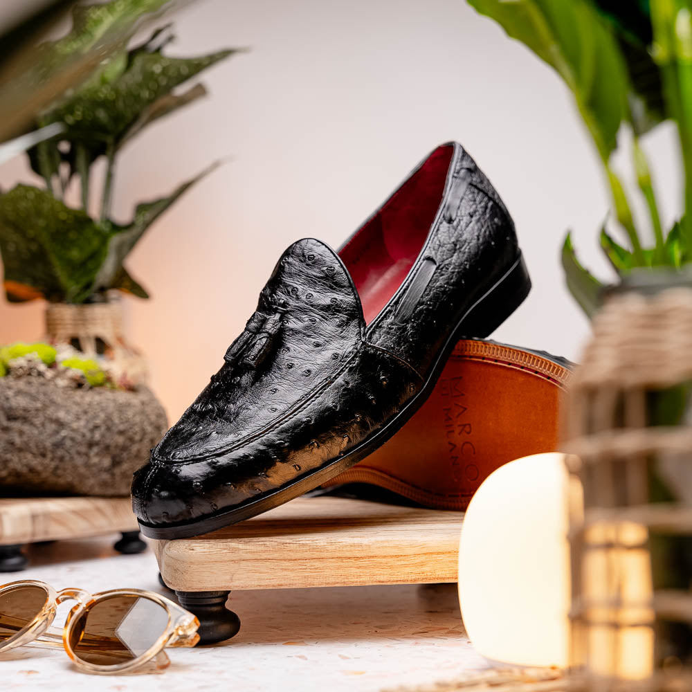 Marco Di Milano Aubiere Ostrich Quill Tassel Loafers Black