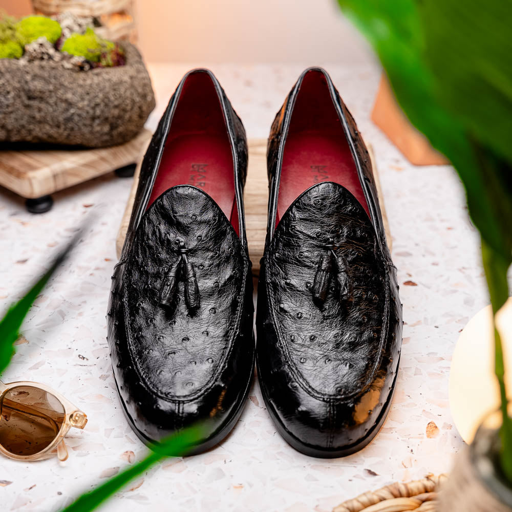 Marco Di Milano Aubiere Ostrich Quill Tassel Loafers Black