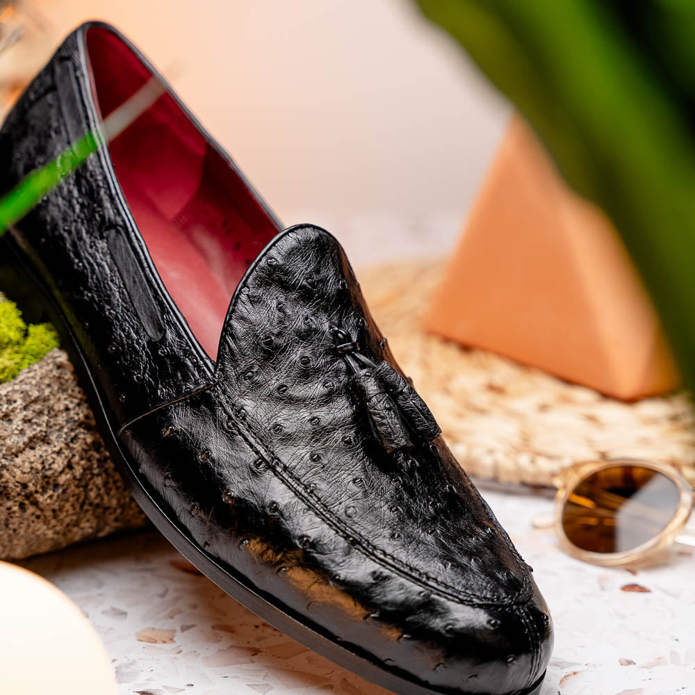 Marco Di Milano Aubiere Ostrich Quill Tassel Loafers Black