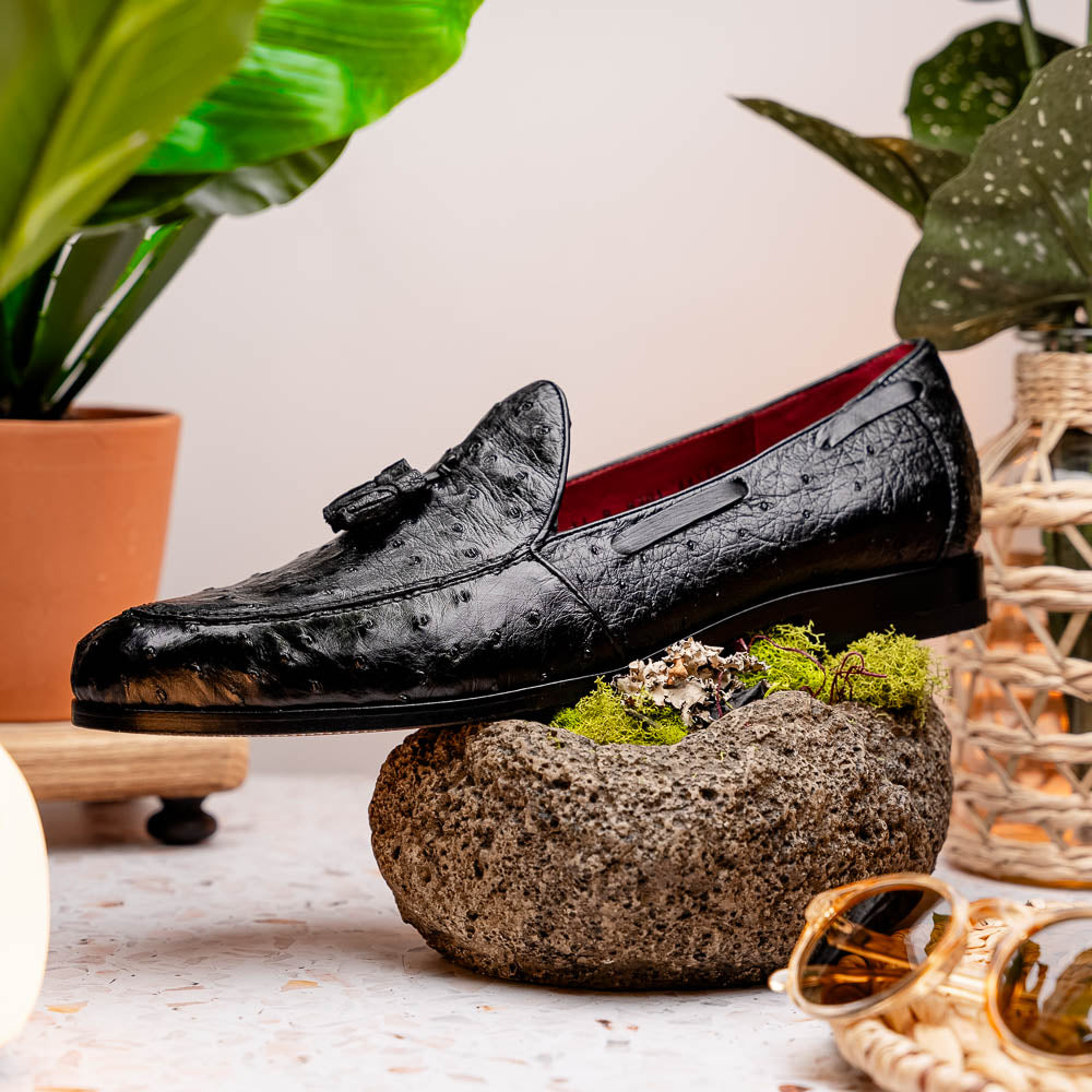 Marco Di Milano Aubiere Ostrich Quill Tassel Loafers Black