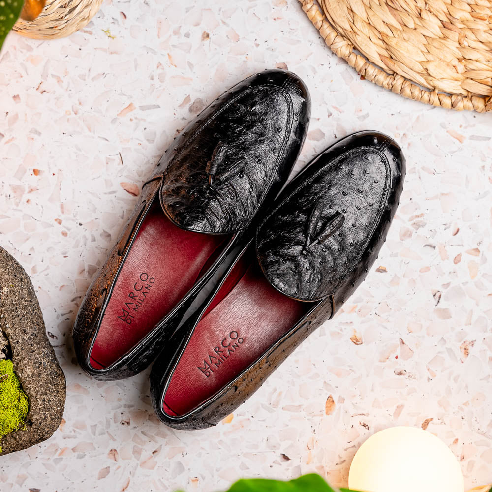 Marco Di Milano Aubiere Ostrich Quill Tassel Loafers Black
