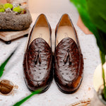 Marco Di Milano Aubiere Ostrich Quill Tassel Loafers Brown