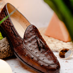 Marco Di Milano Aubiere Ostrich Quill Tassel Loafers Brown