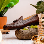 Marco Di Milano Aubiere Ostrich Quill Tassel Loafers Brown