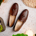 Marco Di Milano Aubiere Ostrich Quill Tassel Loafers Brown