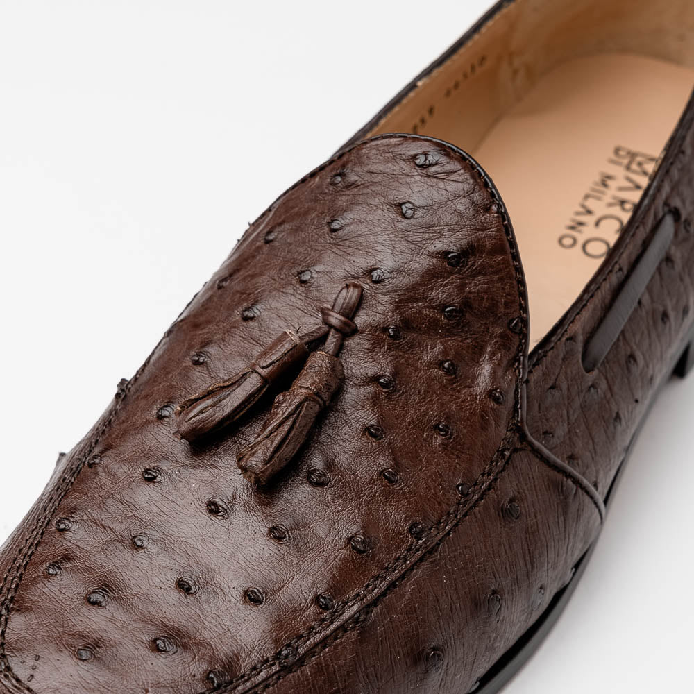 Marco Di Milano Aubiere Ostrich Quill Tassel Loafers Brown