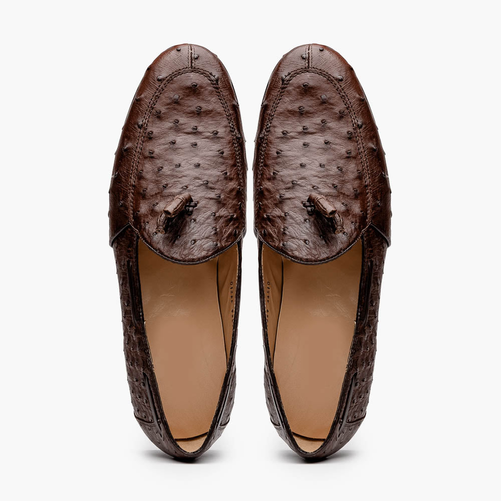 Marco Di Milano Aubiere Ostrich Quill Tassel Loafers Brown