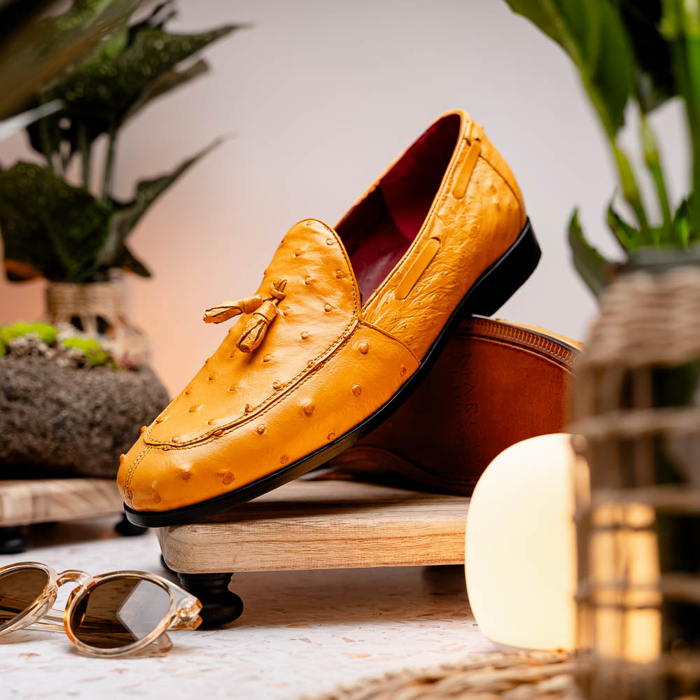 Marco Di Milano Aubiere Ostrich Quill Tassel Loafers Buttercup