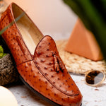 Marco Di Milano Aubiere Ostrich Quill Tassel Loafers Cognac