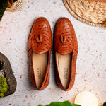 Marco Di Milano Aubiere Ostrich Quill Tassel Loafers Cognac
